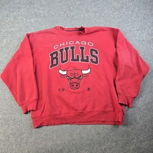 Vintage Chicago Bulls Starter Sweatshirt Mens XL Red Distressed Faded 90s